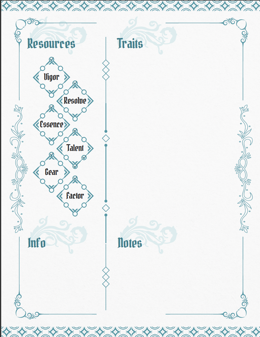Against The Wind by Cezar Capacle - character sheet