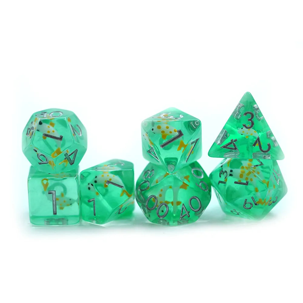 Axolotl dnd dice, role playing games, RPG, dice goblin and critical critters