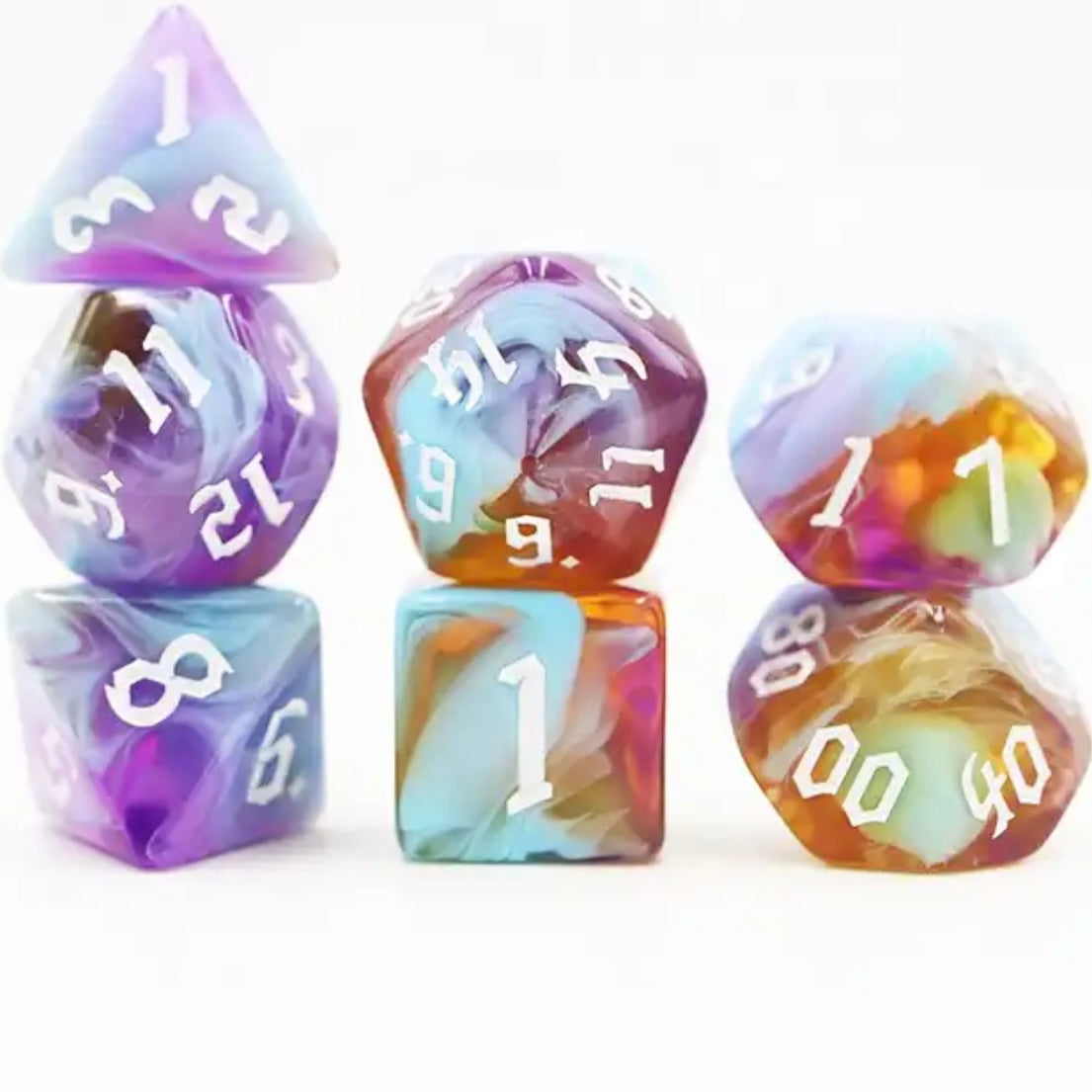 DND dice set for TTRPG, role playing games for dice goblins and D&D from a UK dice store