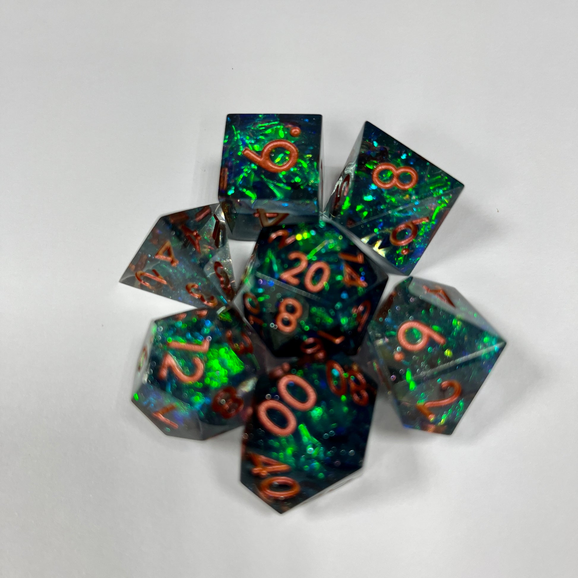Sharp edge polyhedral shiny math rocks for RPG role playing games and dice goblin collectors