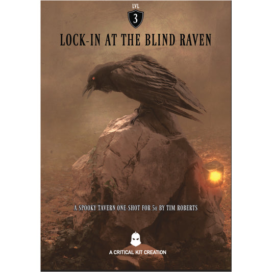 Book cover of 'Lock-In at the Blind Raven' with a dark crow on a rock and a candle in the background.