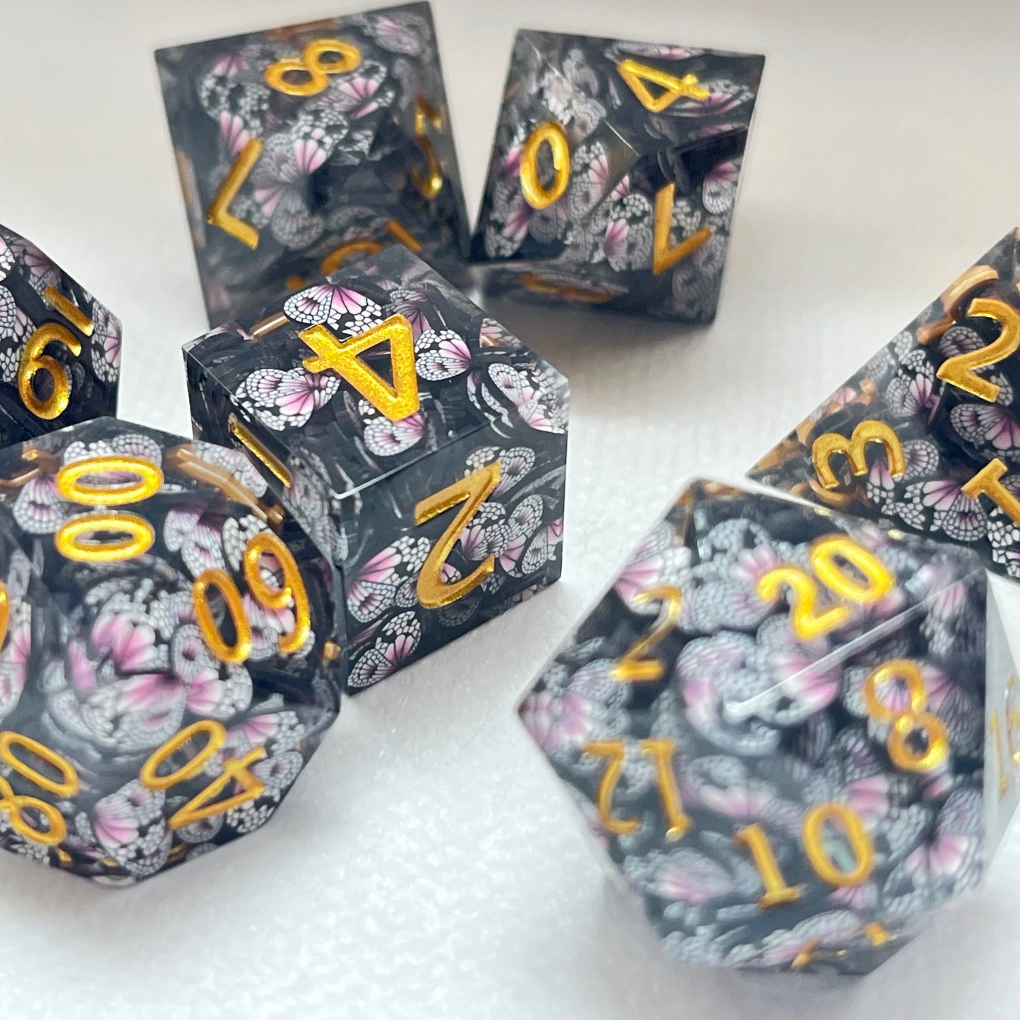 butterfly dnd TTRPG dice set for role playing games, dice goblin collectors