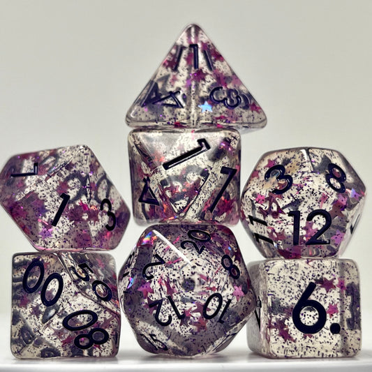 glitter dnd, ttrpg dice set for role playing games and dice goblin, dice dragon collectors