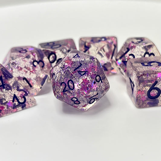 glitter dnd, ttrpg dice set for role playing games and dice goblin, dice dragon collectors