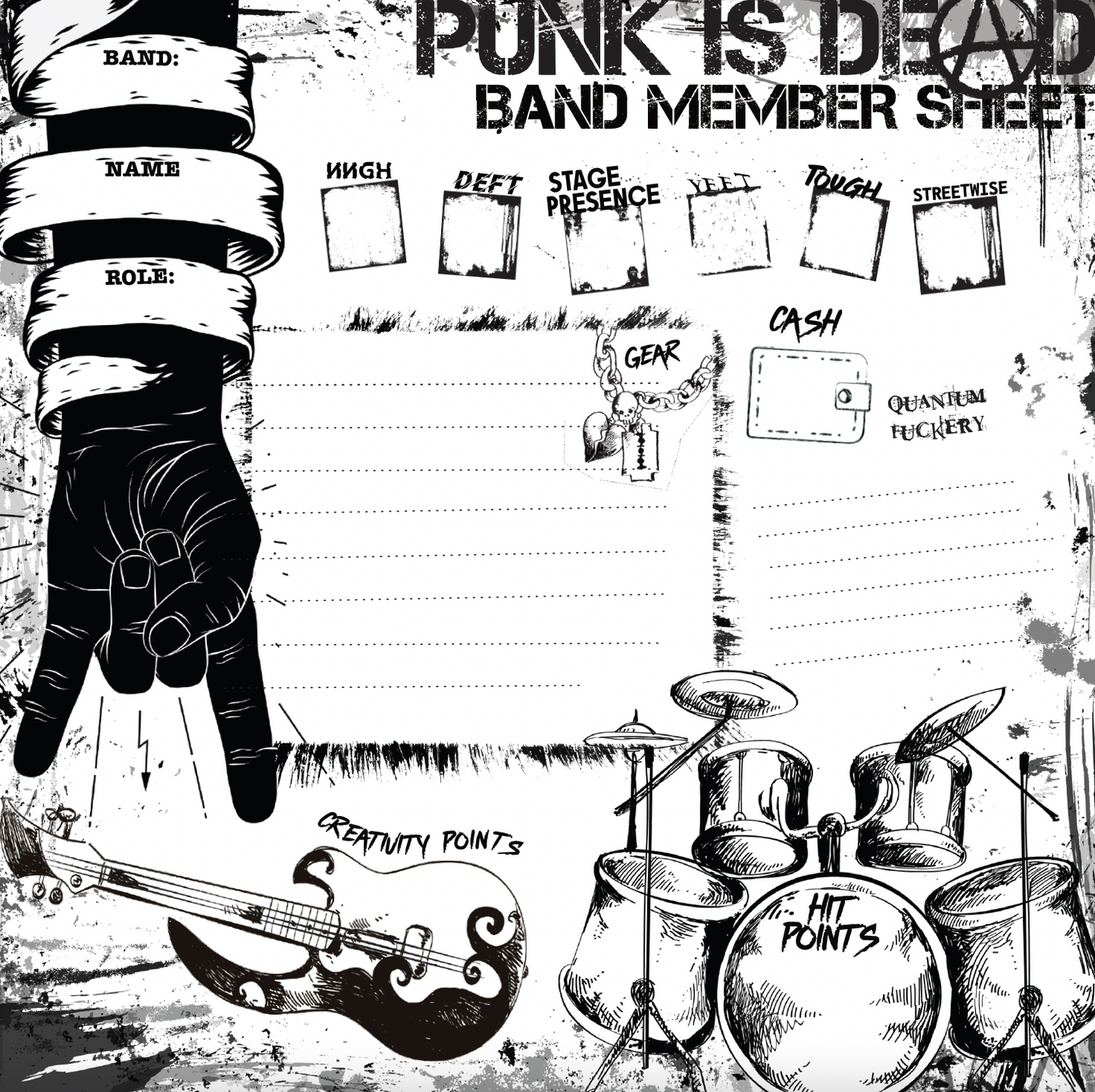 Punk Is Dead a song-writing TTRPG by Critical Kit, based on Mörk Borg mechanics