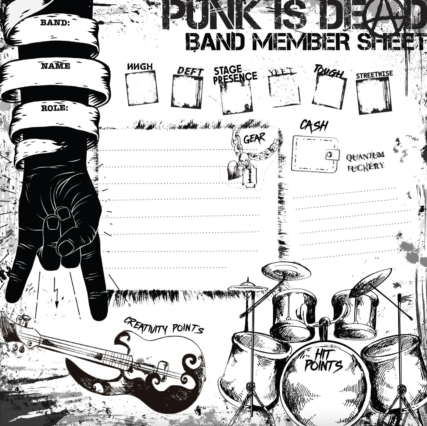 Punk Is Dead a song-writing TTRPG by Critical Kit, based on Mörk Borg mechanics