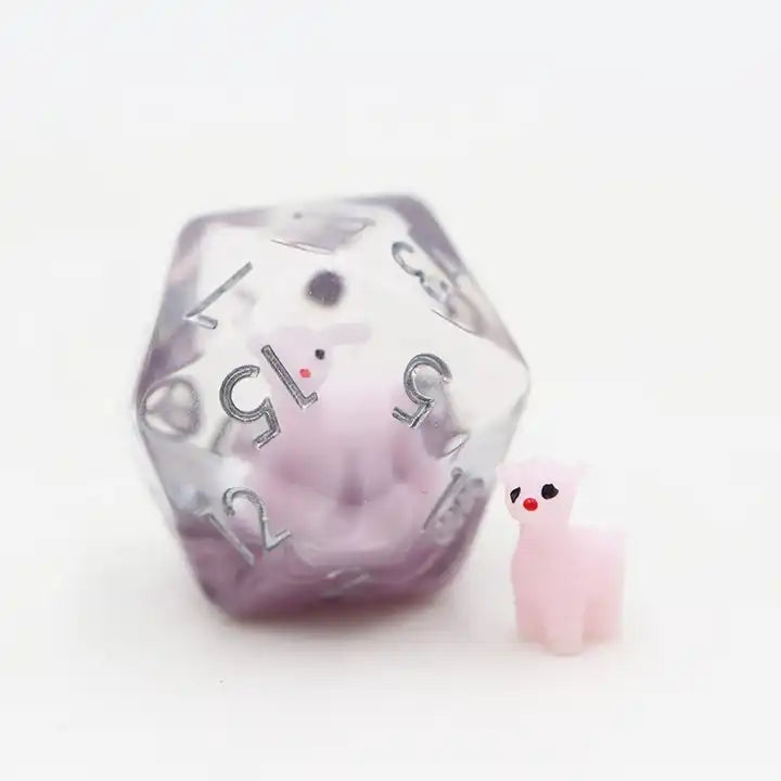 Alpaca dnd dice set, dnd dice, pink alpaca dice set for dice goblin, critical critter collectors, RPG dice