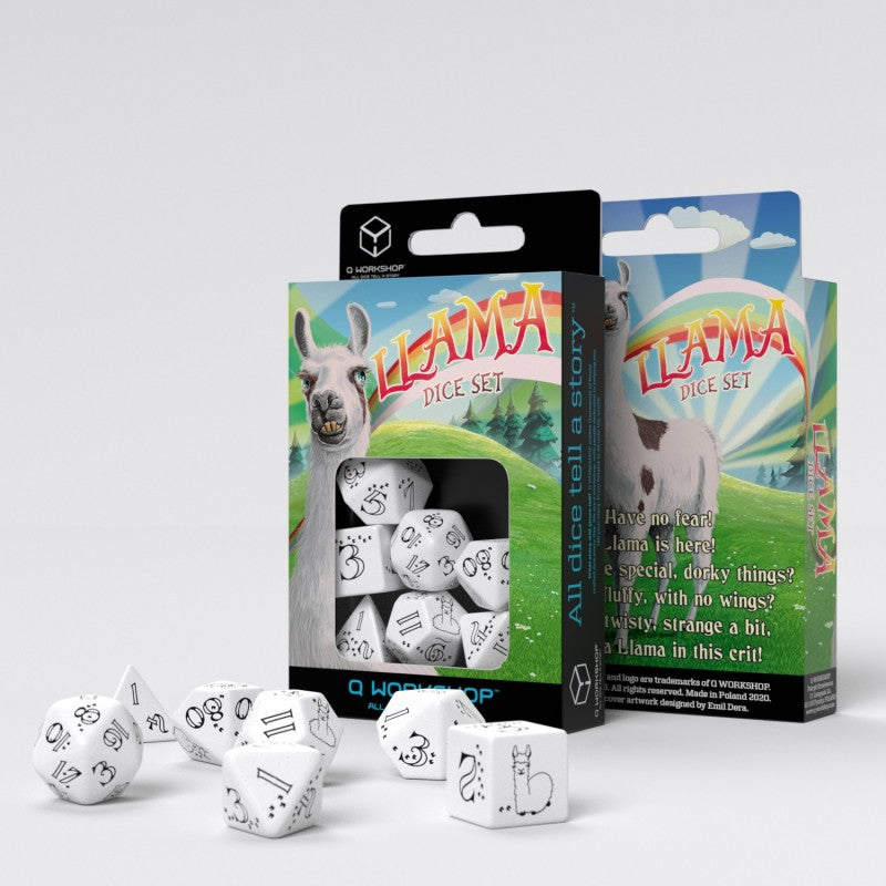 Llama dice set for dungeons and dragons, TTRPG, role playing games, dice goblin and critical critter collectors