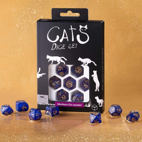 Cat dnd dice set set for TTRPG, role playing games, critical critters and dice goblin
