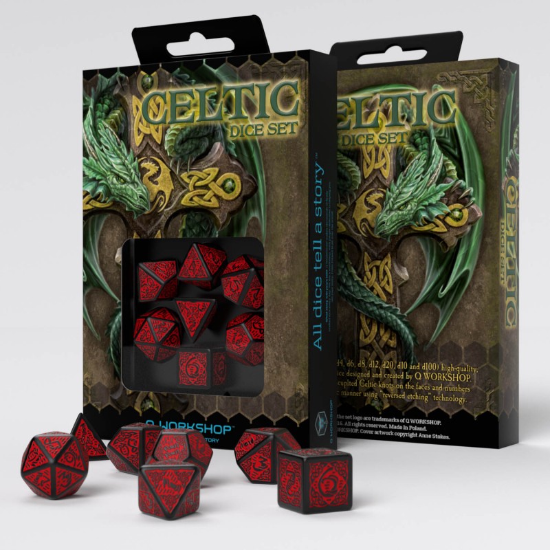 Celtic dice set from QWorkshop, DND dice set for TTR{G, role playing games, dice goblin and critical critters
