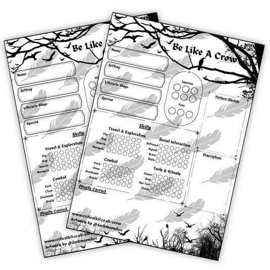 Be Like a Crow Character Sheet - Dark Moon Dice Edit