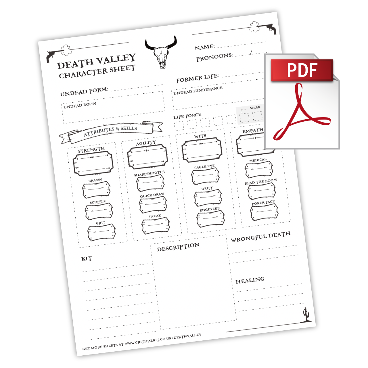 Death Valley Character Sheet (FREE DOWNLOAD)
