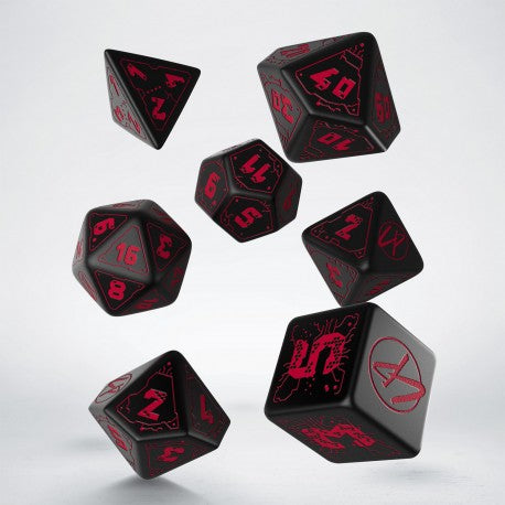 Cyberpunk dnd dice sets, QWorkshop, TTRPG dice sets for role playing games, dice goblin and critical critters