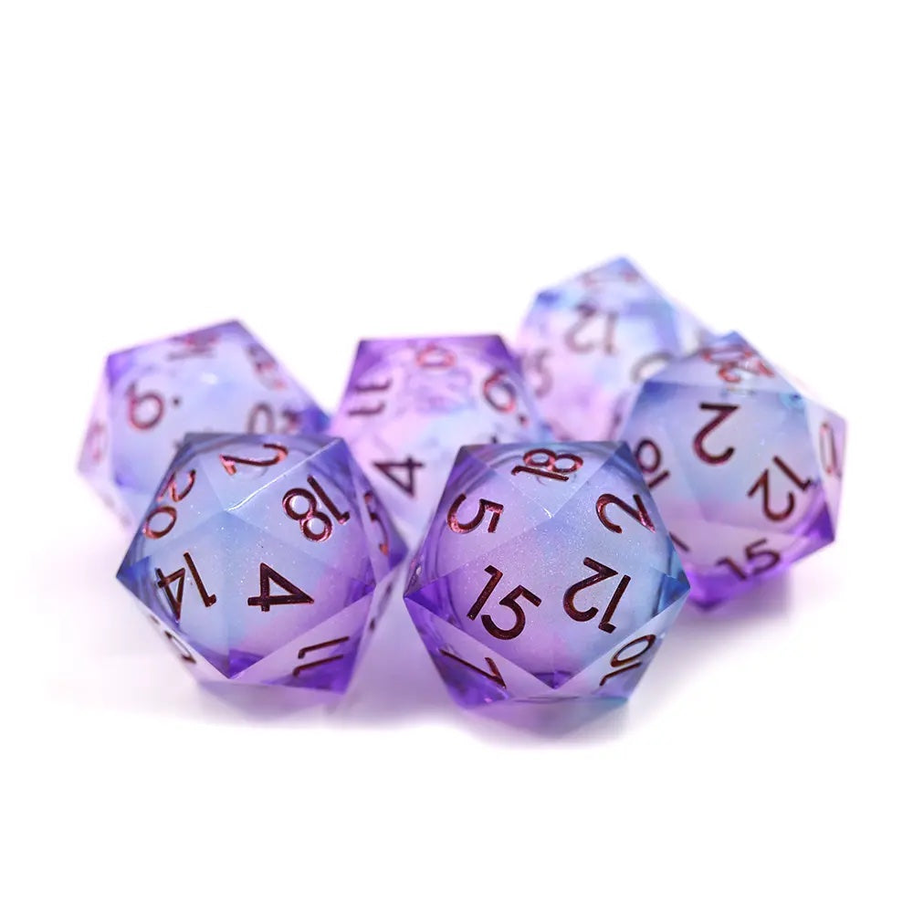 Sharp edge DND d20 33mm glitter orb liquid core dice for dungeons and dragons, dnd and role playing games, RPG