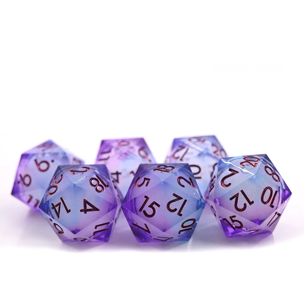 Sharp edge DND d20 33mm glitter orb liquid core dice for dungeons and dragons, dnd and role playing games, RPG