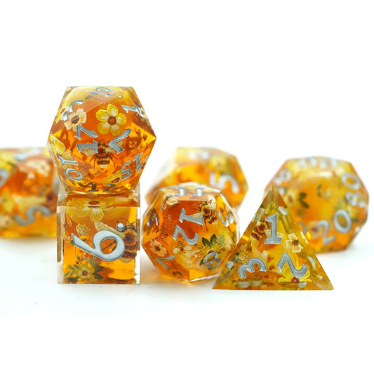 Floral sharp edge dnd dice set for critical critters and dice goblin collectors