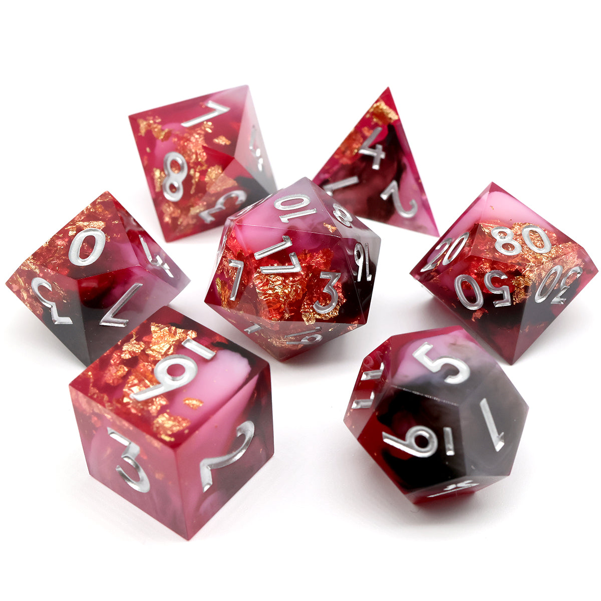 sharp edge dice for DND, TTRPG role playing games and dice goblin, critical critter collectors.