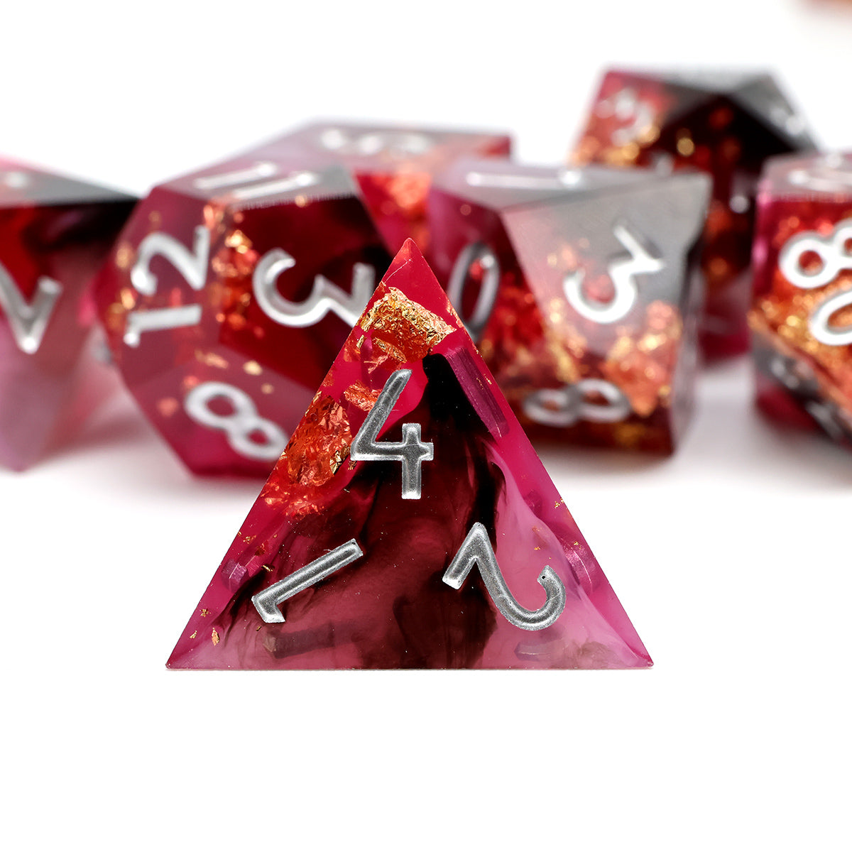 sharp edge dice for DND, with a Laudna vibe from Bells Hells, Critical Role and named after episode 28 the Deathwish Run