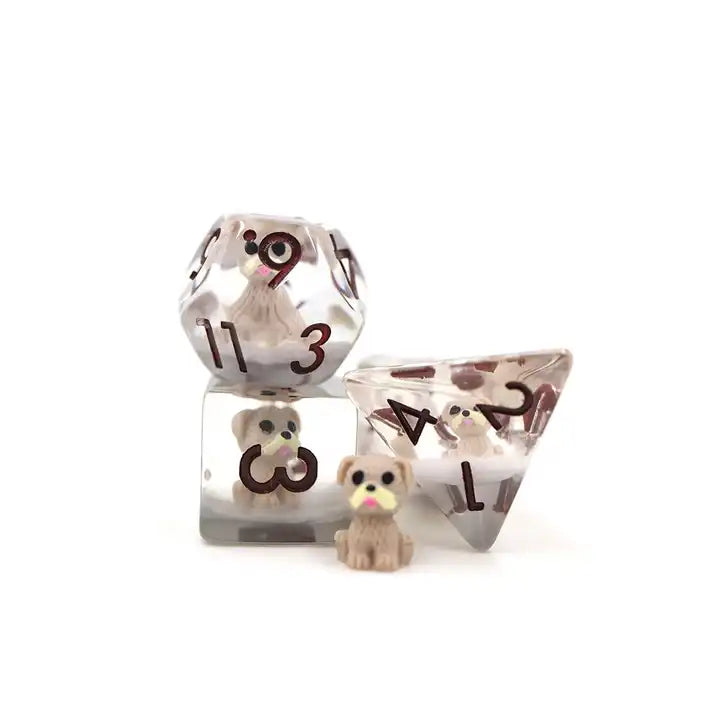 dog dnd dice set for TTRPG, role playing games, for dice goblin and dice dragon collectors
