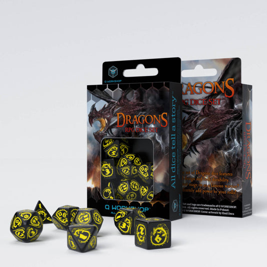 Dragons RPG dice set for role playing games, TTRPG, dice goblin and critical critters