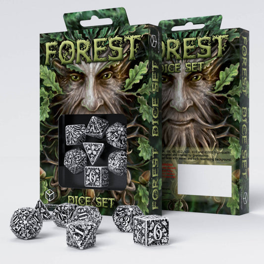 Forest dice set for TTRPG, role playing games, from Q Workshop, dice goblin and critical critter collectors