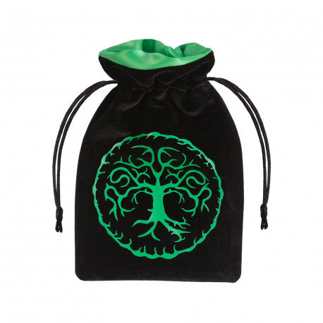Forest Black & Green Velour Dice Bag, DND dice sets, dice goblin and critical critters