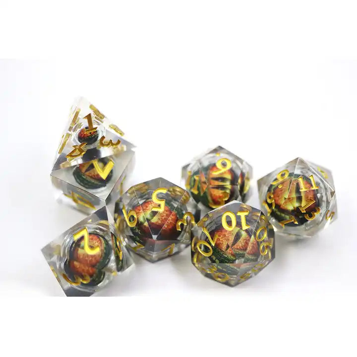 Dragon eye dnd dice sets for dungeons and dragons, TTRPG, role playing games, dice goblin and dice dragon collectors