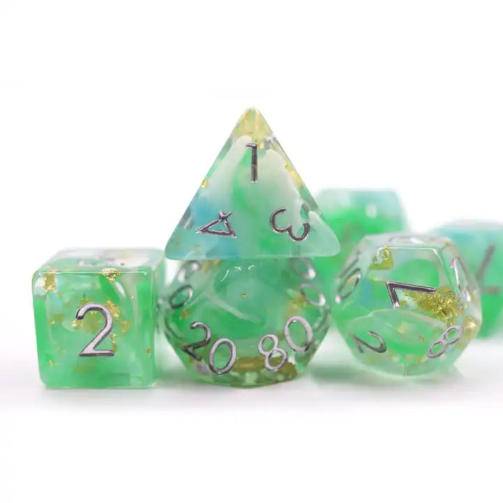 dnd dice sets for DND TTRPG role playing games and dice goblin collectors of click clacks and shiny math rocks