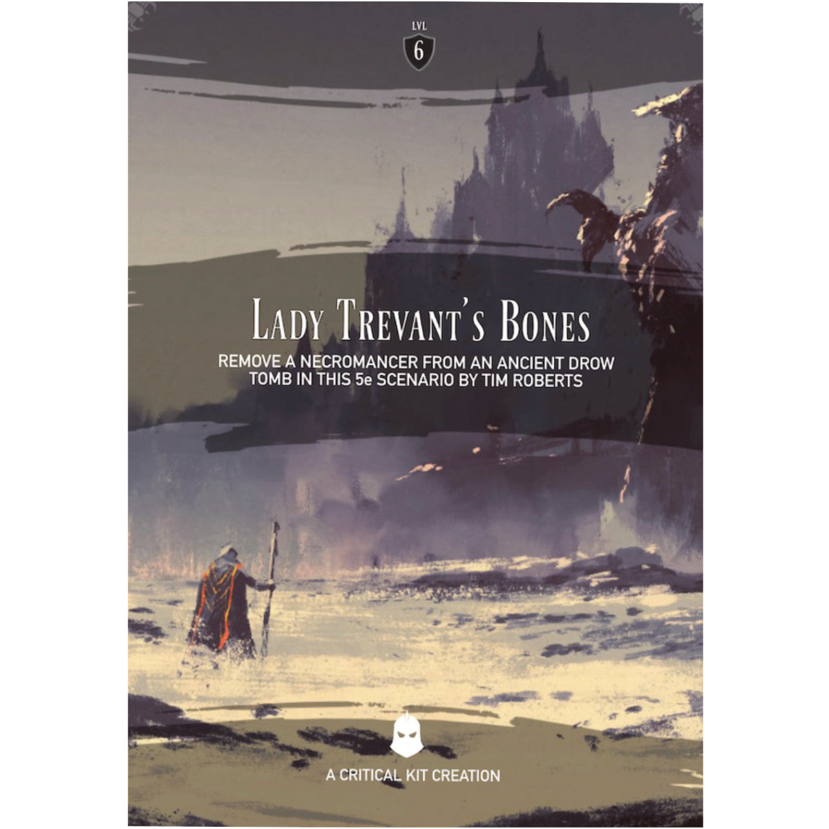 Book cover of 'Lady Trevant's Bones' with a character and castle in the background