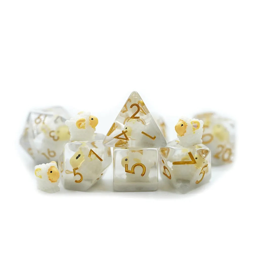 Chicken dnd dice set for RPG, role playing games, critical critters, dice goblin and dice dragon collectors