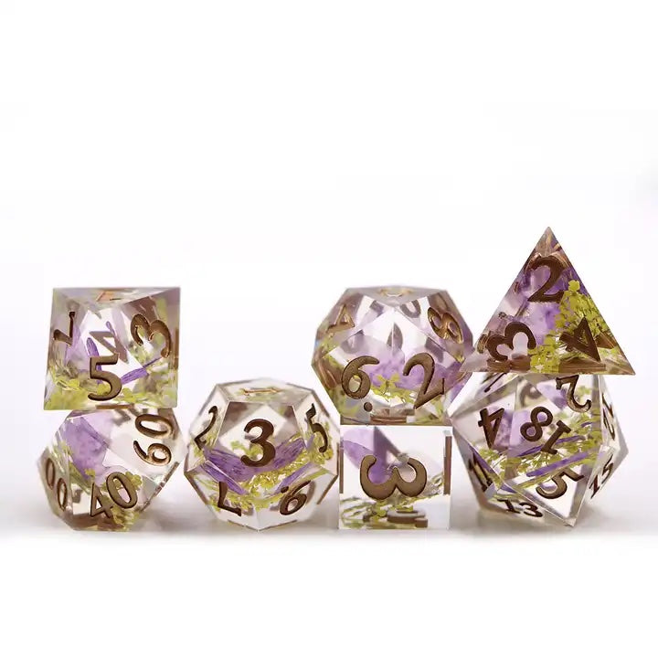 Sharp edge flower dnd, TTRPG dice set for role playing games, dice goblin collectors, from a uk dice store