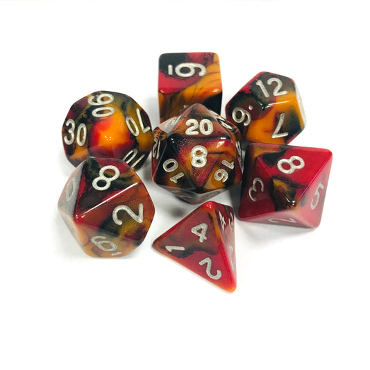 marbled dnd dice set for RPG, role playing games, dice goblin, critical critters and dice dragon collectors