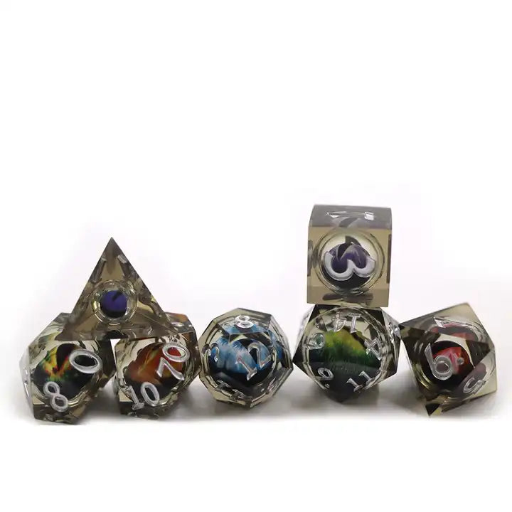 Dragon eye dnd dice set for Dungeons and Dragons, TTRPG, role playing games and dice goblin, dice dragon collectors