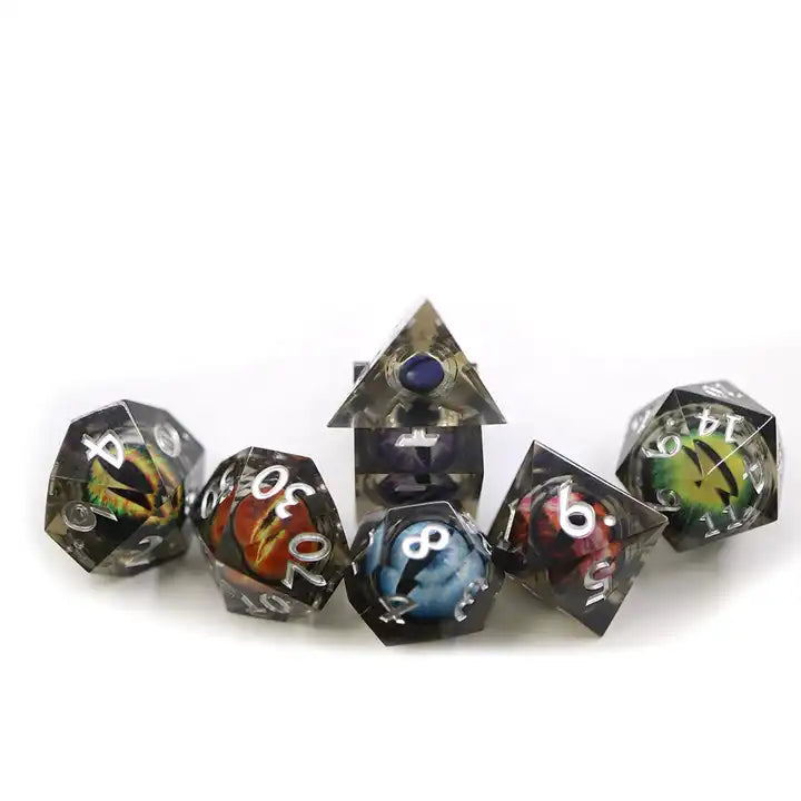 Dragon eye dnd dice set for Dungeons and Dragons, TTRPG, role playing games and dice goblin, dice dragon collectors