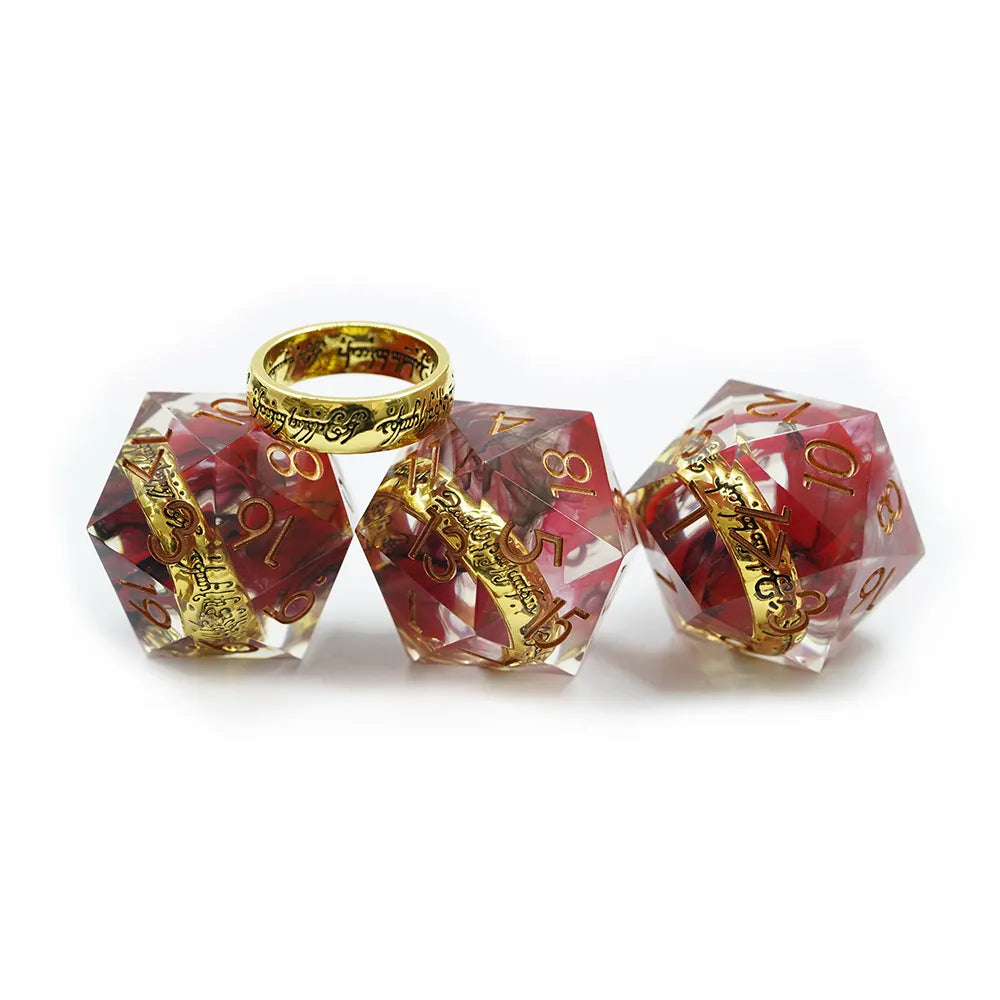 D20 precious gold ring D20 for DND, role playing games, dice goblin and critical critters