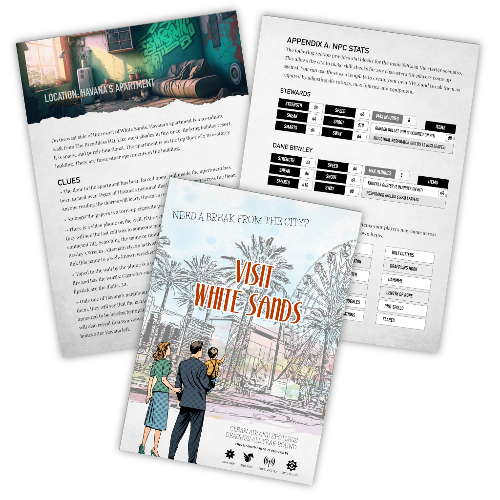 White Sands is TTRPG activist role playing game from indie RPG creator Tim Roberts
