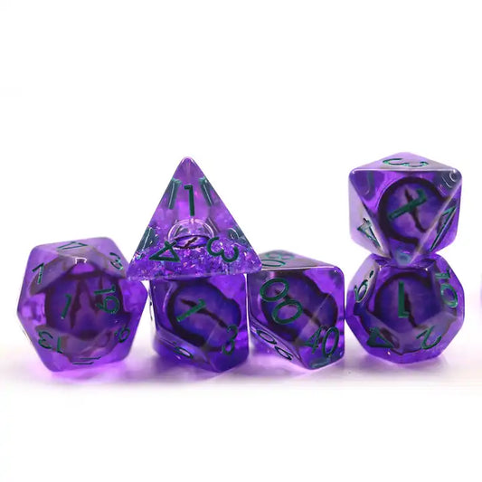 dragon eye dnd dice set, TTRPG, role playing games for dice goblin and dice dragon collectors