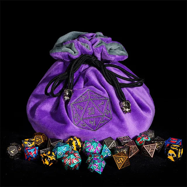 Bag of hoarding, dnd dice bag, large multi pocket dice bag, bag of beholding