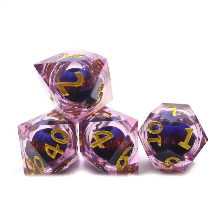Moving eye DND/TTRPG dice for dungeons and dragons, role playing games, dice goblin and critical critter collectors