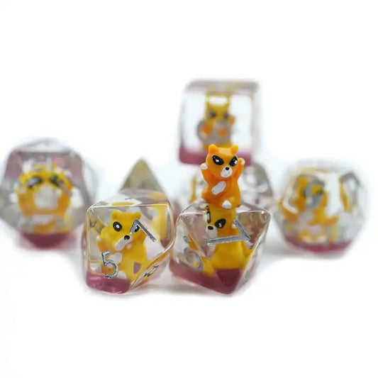 Raccoon dnd dice set, TTRPG, role playing games and dice goblin collectors, uk dice store