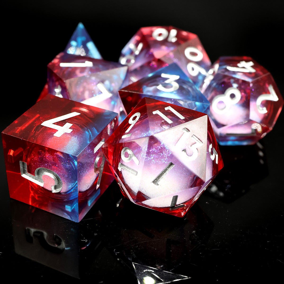 liquid core sharp edge dnd dice set, TTRPG role playing games and dice goblin collectors