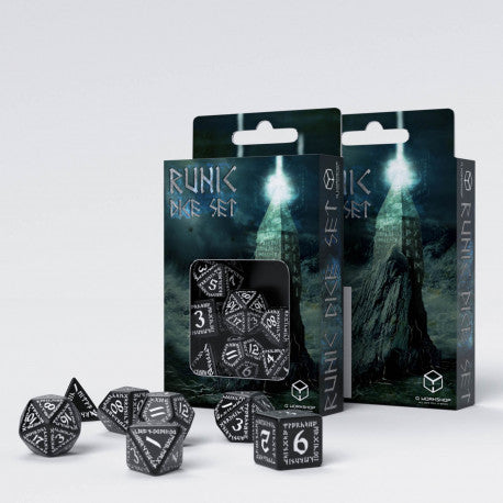 Runic dice set from QWorkshop, DND dice set, TTRPG, role playing games, dice goblin and critical critters
