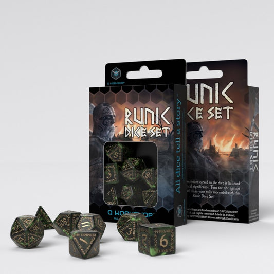 Runic dnd dice set for role playing games, TTRPG, Dungeons and Dragons, DND and critical critters and dice goblin