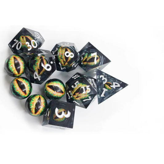 Skull dragon dnd sharp edge dice set, dnd dice, role playing games, critical critters, dice goblin collectors