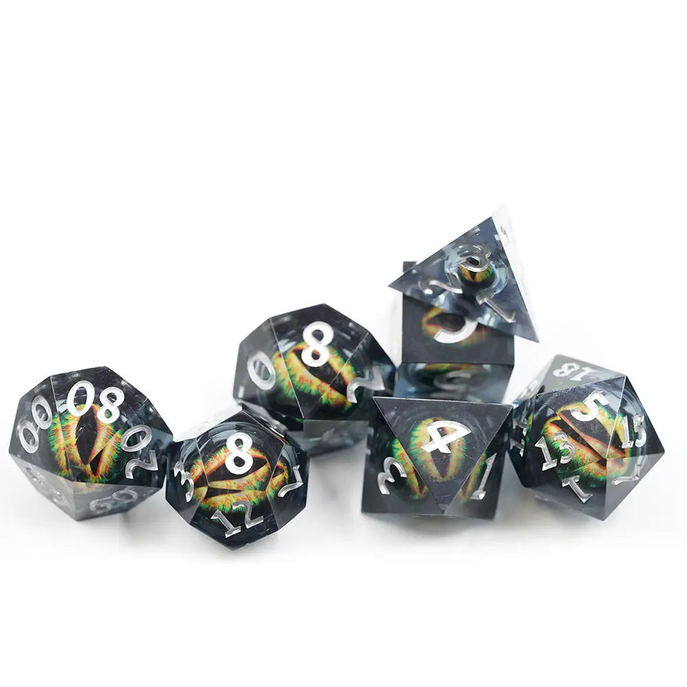 Skull dragon dnd sharp edge dice set, dnd dice, role playing games, critical critters, dice goblin collectors