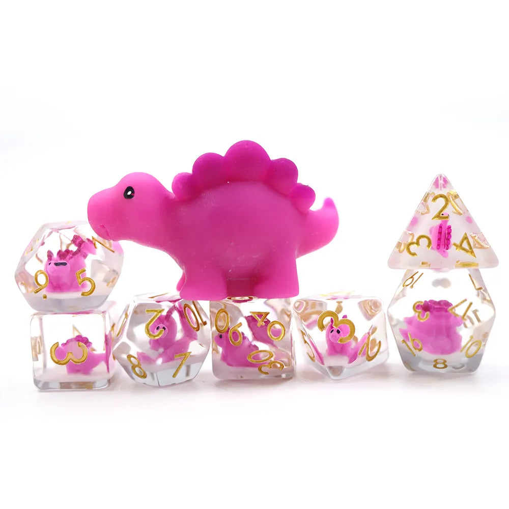 Stegosaurus dnd dice set, dinosaur dice, dnd dice store, RPG dice for dice goblin and critical critters