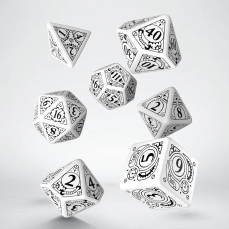 Steampunk dnd dice sets from QWorkshop, for TTRPG, role playing games, dice goblin and critical critter collectors