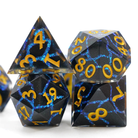 Sharp edge dnd dice sets, dnd dice, for RPG role playing games, dice goblin and critical critter collectors