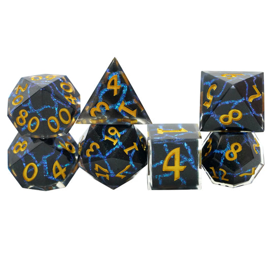 Sharp edge dnd dice sets, dnd dice, for RPG role playing games, dice goblin and critical critter collectors