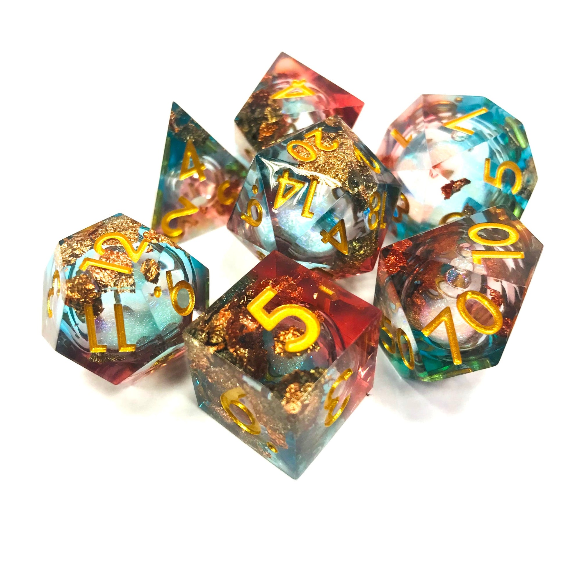 Twist of Fate sharp edge with liquid core dnd dice set for critical critters, dice goblin and dice dragon collectors